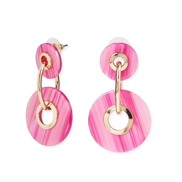 Pink Circle Drop Earrings - Picture 2 of 11